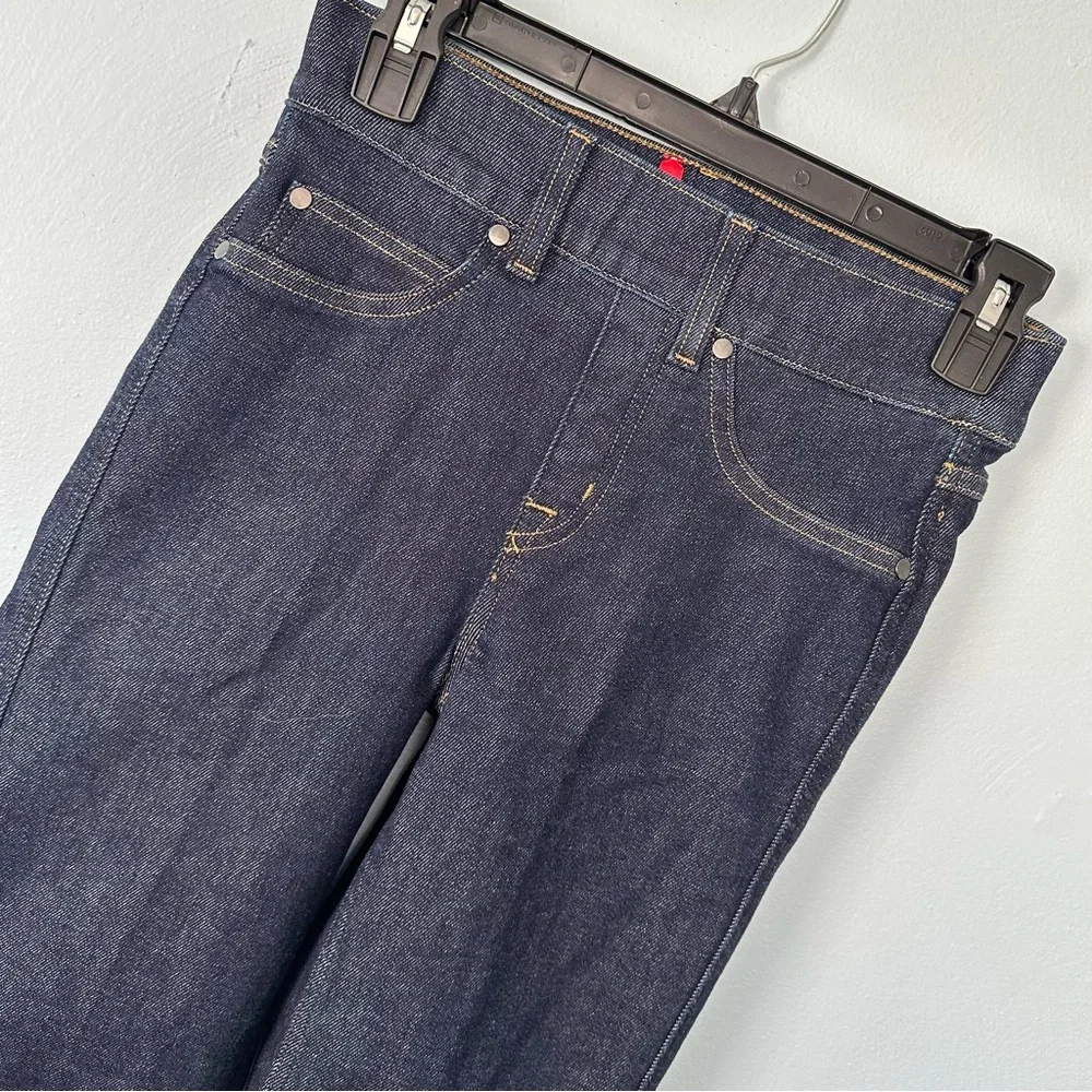 SPANX EveryWear Pull-On Flare Jeans XS Dark Raw Indigo High Rise Shaping NWOT